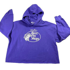 Bass Pro Shops Hoodie Mens Large Purple Pullover Johnny Morris Fishing Logo!
